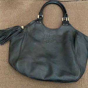 Large black leather Tory Burch bag